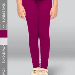 LYRA Girls Pack Of 2 Cotton Churidar Length Breathable Leggings-image-94