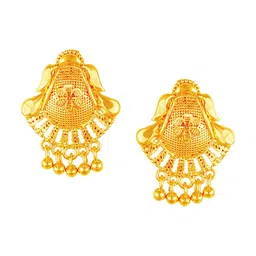 Vighnaharta Gold-Plated Floral Drop Earrings-image-11