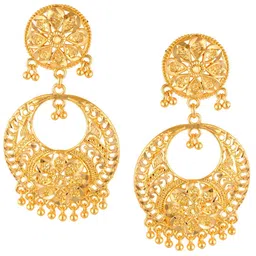 Vighnaharta Gold-Plated Contemporary Drop Earrings-picture-0