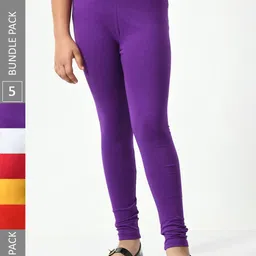 BAESD Girls Pack Of 5 Super Soft Churidar Length Leggings-picture-34