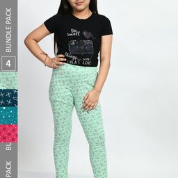 BAESD Girls Pack of 4 Printed Pure Cotton Leggings-picture-41