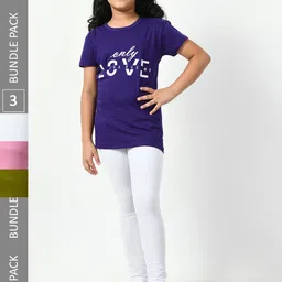 BAESD Girls Pack Of 3 Churidar-Length Leggings-image-22