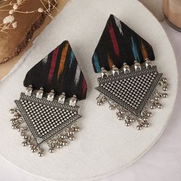 TEEJH Silver Plated Contemporary Drop Earrings-picture-13