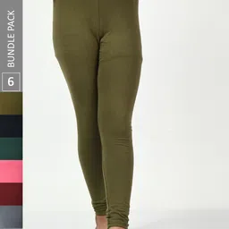 BAESD Girls Pack Of 6 Mid-Rise Churidar-Length Leggings-picture-26