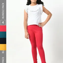 BAESD Girls Pack Of 4 Super Soft Churidar Length Leggings-picture-38