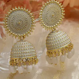 Moedbuille Gold-Plated Dome Shaped Jhumkas Earrings-picture-10
