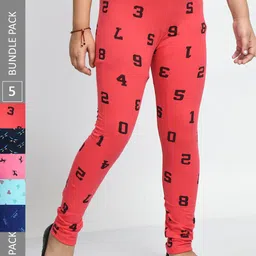 BAESD Girls Pack Of 5 Printed Ankle Length Pure Cotton Leggings-picture-13