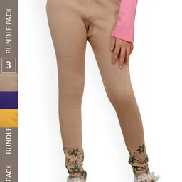 IndiWeaves Girls Pack Of 3 Printed Woolen Ankle Length Leggings-picture-16