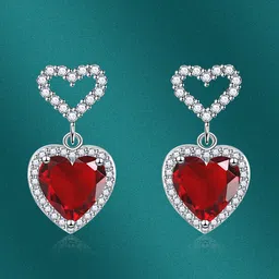 Designs & You Silver Plated Cubic Zirconia Heart Shaped Jhumkas Earrings-picture-19