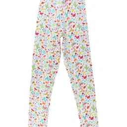 Bodycare Kids Girls White & Green Printed Cotton Legging-image-93