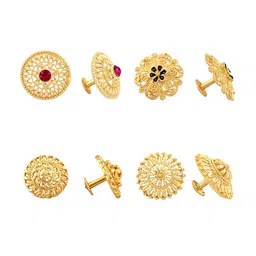 Vighnaharta Set Of 4 Gold-Plated Circular Shaped Stud Earrings-picture-20