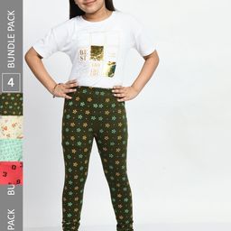 BAESD Girls Pack Of 4 Printed Super Soft Cotton Churidar-Length Leggings-picture-32