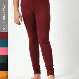 BAESD Girls Pack Of 6 Churidar Length Leggings-picture-56