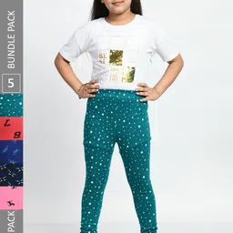 BAESD Girls Pack Of 5 Printed Cotton Ankle-Length Leggings-picture-24