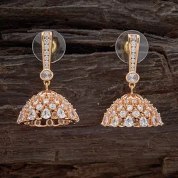 Kushal's Fashion Jewellery Gold-Plated Zircon Contemporary Jhumkas Earrings image 2
