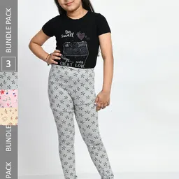 BAESD Girls Pack Of 3 Printed Super Soft Pure Cotton Churidar-Length Leggings-picture-44