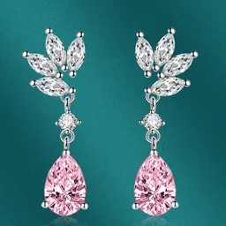 Designs & You Silver Plated Teardrop Shaped Cubic Zirconia Drop Earrings-picture-29