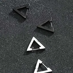 MEENAZ Men Set Of 2 Silver-Plated Triangle Studs Earrings-picture-23