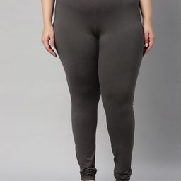 Go Colors Women Grey Solid Cotton Churidar-Length Leggings-picture-43