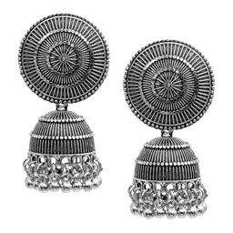 Shining Jewel - By Shivansh Gold-Plated Cubic Zirconia Studded Contemporary Jhumkas-picture-36