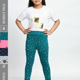 BAESD Girls Pack Of 4 Printed Super Soft Cotton Churidar-Length Leggings-picture-40