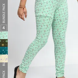 BAESD Girls Pack Of 4 Printed Super Soft Pure Cotton Churidar-Length Leggings-picture-38