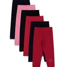 Bodycare Kids Girls Pack Of 6 Assorted Solid Leggings-picture-1
