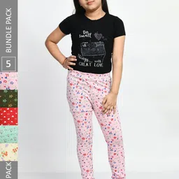 BAESD Girls Pack Of 5 Printed Cotton Ankle-Length Leggings-picture-20
