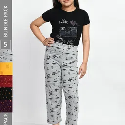 BAESD Girls Pack Of 5 Printed Pure Cotton Leggings-image-58