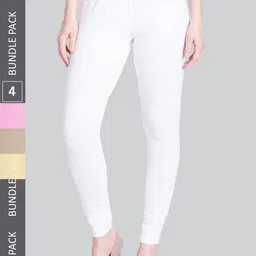 LYRA Women Pack Of 4 Churidar-Length Cotton Lycra Leggings-picture-41