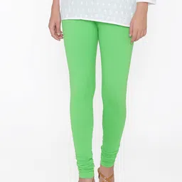 N-Gal Women Fluorescent Green Solid Churidar-Length Leggings-image-84