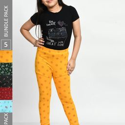 BAESD Girls Pack of 5 Printed Pure Cotton Leggings-picture-36