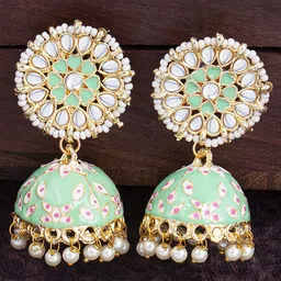 Sukkhi Floral Gold Plated Contemporary Jhumkas image 1