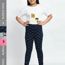 BAESD Girls Pack Of 3 Printed Super Soft Pure Cotton Churidar-Length Leggings-picture-10