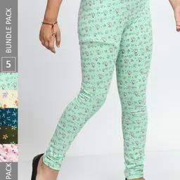 BAESD Girls Pack Of 5 Printed Cotton Churidar-Length Leggings-picture-45