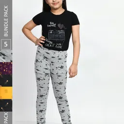 BAESD Girls Pack Of 4 Printed Pure Cotton Churidar-Length Leggings-picture-35