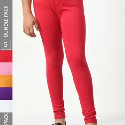 BAESD Girls Pack Of 5 Super Soft Churidar Length Leggings-picture-21