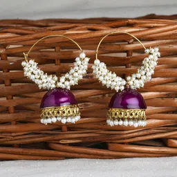 Fida Ethnic Dome Shaped Hoop Jhumka Earrings-picture-19