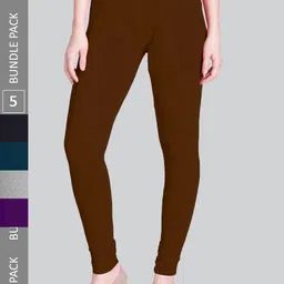 LYRA Women Pack Of 5 Churidar-Length Cotton Lycra Leggings-picture-40