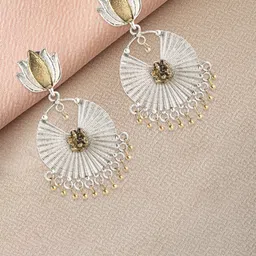 Sangria Silver-Plated Oxidised Drop Earrings-picture-49