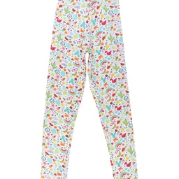 Bodycare Kids Girls White & Green Printed Cotton Leggings-picture-56