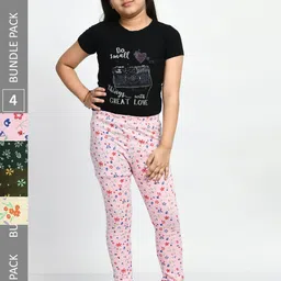 BAESD Girls Pack Of 4 Printed Pure Cotton Super Soft Churidar-Length Leggings-picture-22