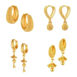 Vighnaharta Set of 4 Gold Plated Hoop Earrings-picture-17