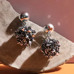 SOHI Silver-Plated Contemporary Drop Earrings-picture-33