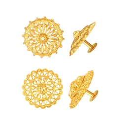 Vighnaharta Set of 2 Gold-Plated Floral Studs Earrings-picture-32
