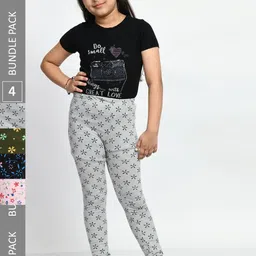 BAESD Girls Pack of 4 Printed Pure Cotton Leggings-picture-37