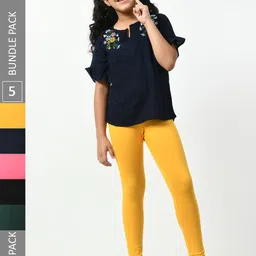 BAESD Girls Pack Of 5 Mid-Rise Churidar-Length Leggings-picture-25