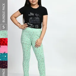 BAESD Girls Pack Of 5 Printed Super Soft Pure Cotton Churidar-Length Leggings-picture-23