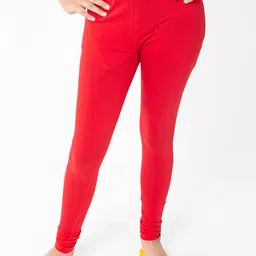 indian flower Girls Red Solid Churidar-Length Leggings-picture-16