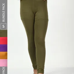 BAESD Girls Pack Of 5 Churidar-Length Leggings-picture-40